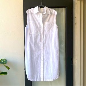 Oversized white shirt dress